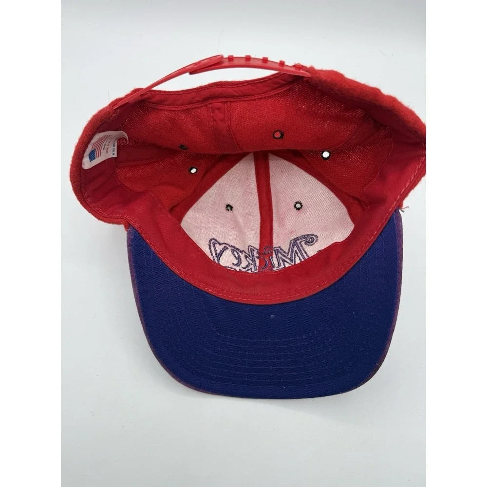 Vintage Mickey Mouse Wool Hat Red Purple The‎ Walt Disney USA Made Snapback